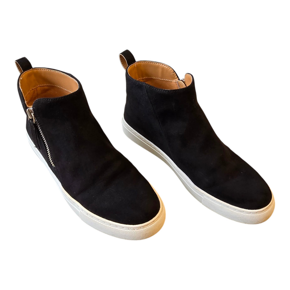 J Crew Factory Sneakers Size 7 Black High Top Faux Suede Casual